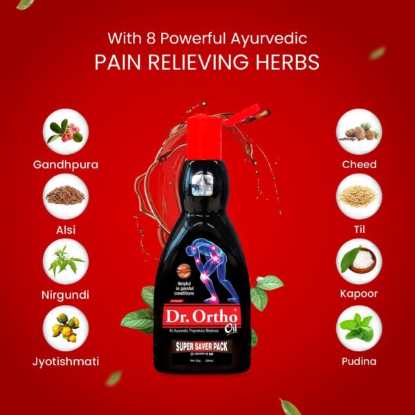 Dr.Ortho Ayurvedic Pain Relief Oil for Joints Pain, Knee & Back Pain 60ml- Super Saver Pack - Image 3