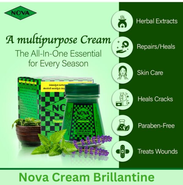 NOVA CREAM Brilliantine Cream/Ideal Moisturiser For Skin,/ Hair Nourishing - Image 2