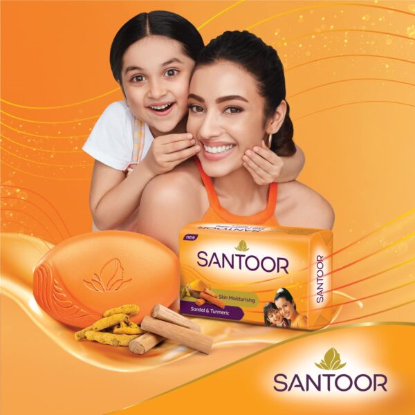 Santoor Sandal & Turmeric Soap for Total Skin Care, 125g (Pack of 4) - Image 4