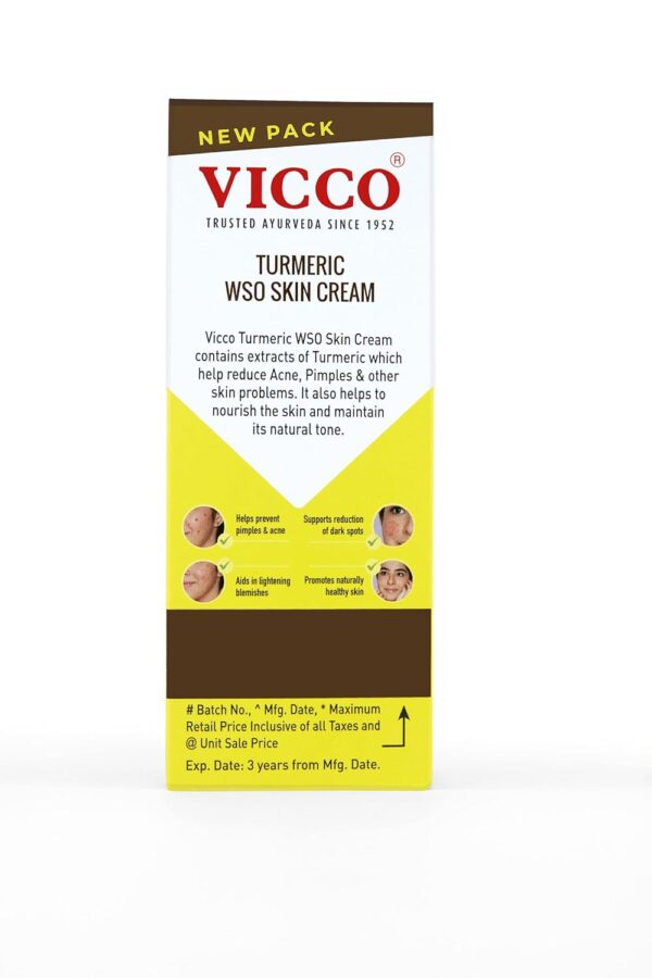 Vicco Turmeric WSO Cream | Ayurvedic Skin Care for Pimples, Dark Spots,[30g | Pack Of 1] - Image 3